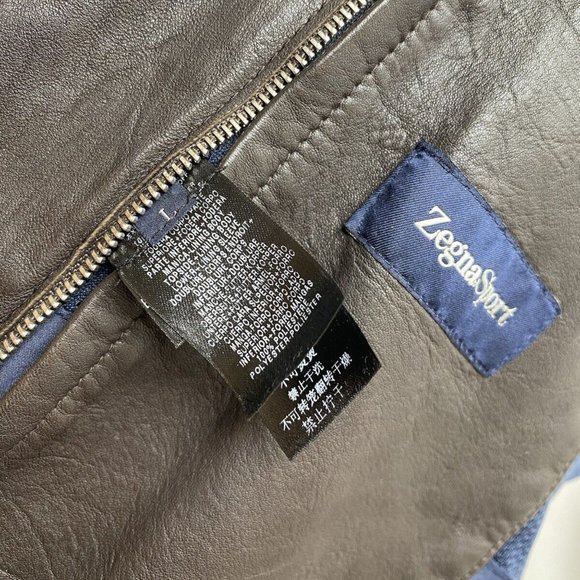100% Authentic Ermenegildo Zegna 3/4 Leather Men's Jacket Size Large - Picture 3 of 13